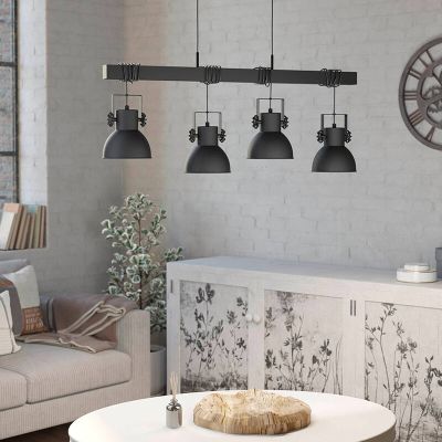 Aluminiowa industrialna lampa wisząca czarna, Liane