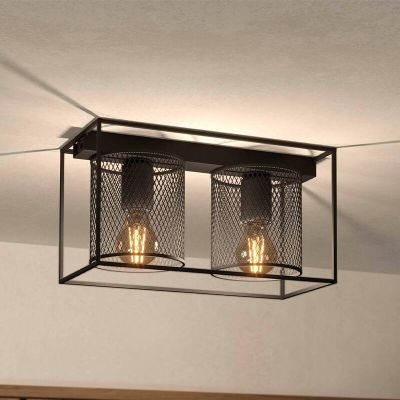 Aluminiowa industrialna lampa sufitowa czarna, Thiemo
