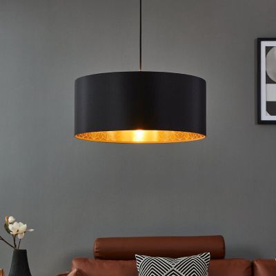 Tkanina nowoczesna lampa wisząca czarna, Kelsey
