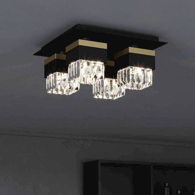 Szklana design lampa sufitowa czarna, Wensley