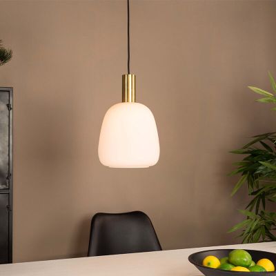 Szklana design lampa wisząca biała, Jeannine