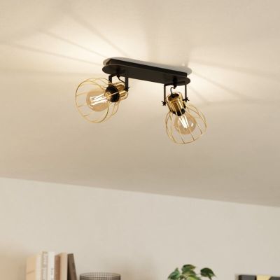 Aluminiowy industrialny spot sufitowy złoty, Tjarda