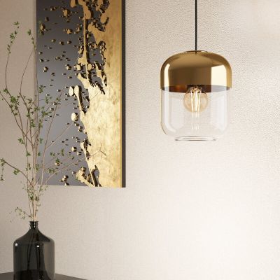 Szklana design lampa wisząca złota, Jeanny