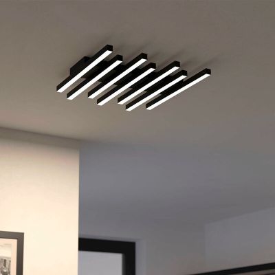 Aluminiowy nowoczesny plafon sufitowy czarny, Iona, 25,6W, regulowana ciepła do zimnej bieli LED, ściemniana w 3 krokach