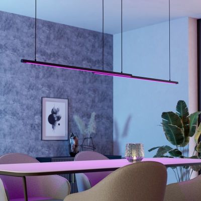 Aluminiowa design lampa wisząca czarna, Flatron, 40W, RGBW LED, z pilot