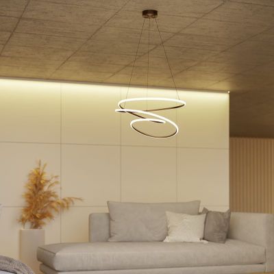 Aluminiowa design lampa wisząca brązowa, Racale, 27W, white switch LED