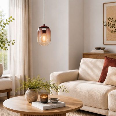 Szklana nowoczesna lampa wisząca pomarańczowa, Lequile