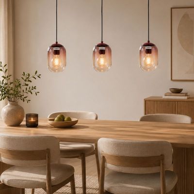 Szklana nowoczesna lampa wisząca pomarańczowa, Lequile