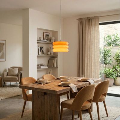 Szklana retro lampa wisząca pomarańczowa, Tortora