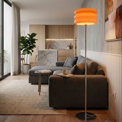 Szklana retro lampa stojąca pomarańczowa, Tortora, z przełącznik