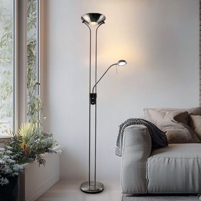 Nowoczesna lampa do czytania stojąca niklowa, Salvador, 18W, 3000K LED, z przełącznik