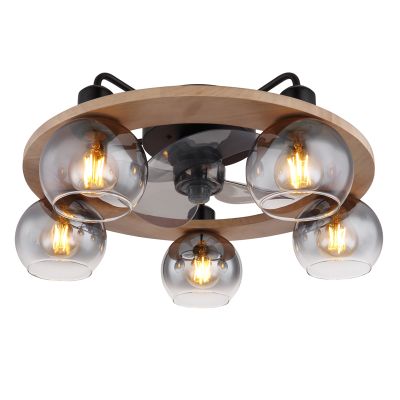 Drewniany wentylator sufitowy rustykalny, Jouke, z pilot