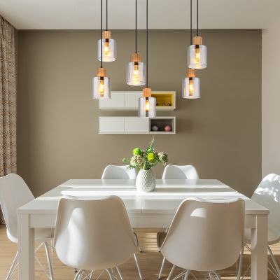 Szklana industrialna lampa wisząca czarna, Abelon