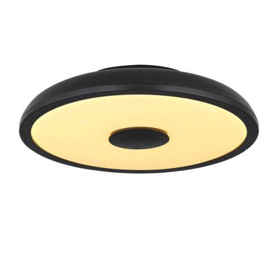 Plastikowy nowoczesny plafon sufitowy czarny, Musica, 18W, regulowany kolor LED, IP44, z pilot