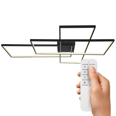 Plastikowy nowoczesny plafon sufitowy czarny, Terri, 100W, regulowana ciepła do zimnej bieli LED, z pilot