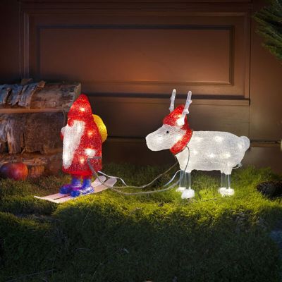 Akrylowa Boże Narodzenie 3d świąteczna figura czerwona, Kerstman en rendier, 2W, 4000K LED, IP44