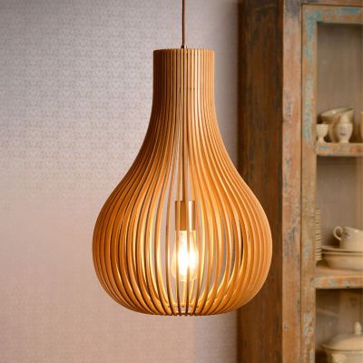 Drewniana lampa wisząca brązowa, Bodo