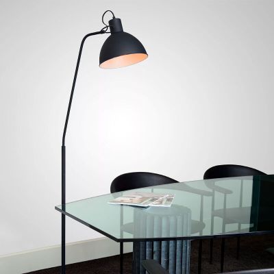 Czarna lampa do czytania stojąca nowoczesna, Shadi, z przełącznik