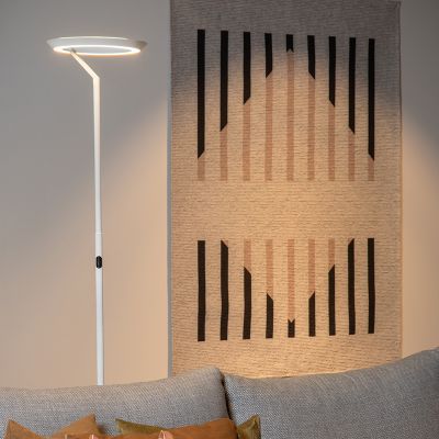 Biała lampa stojąca nowoczesna, Celeste, 21W, 2700K LED, z dotykowy ściemniacz