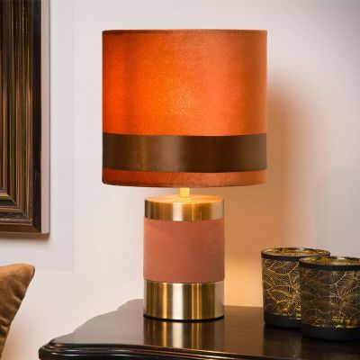 Brązowa lampa stołowa retro, Extravaganza Frizzle, z przełącznik