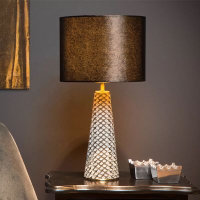 Szara lampa stołowa retro, Extravaganza Velvet, z przełącznik
