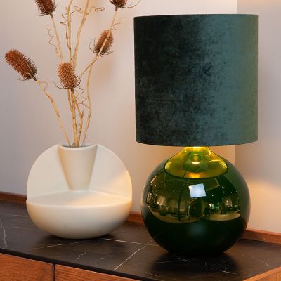 Zielona lampa stołowa retro, Esterad, z przełącznik