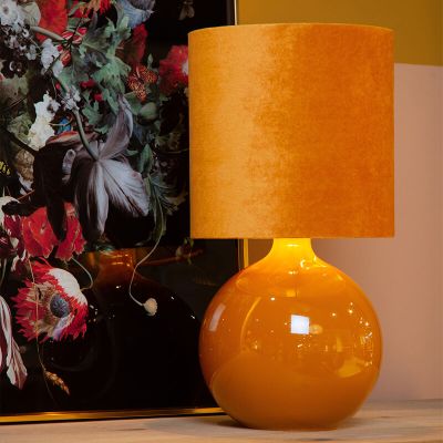 Żółta lampa stołowa retro, Esterad, z przełącznik