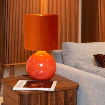 Pomarańczowa lampa stołowa retro, Esterad, z przełącznik