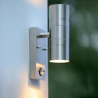 Chromowany kinkiet zewnętrzny z czujnikiem ruchu nowoczesny, Arne, IP44