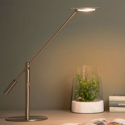 Chromowana lampa biurkowa nowoczesna, Anselmo, 9W, 3000K LED, z dotykowy ściemniacz