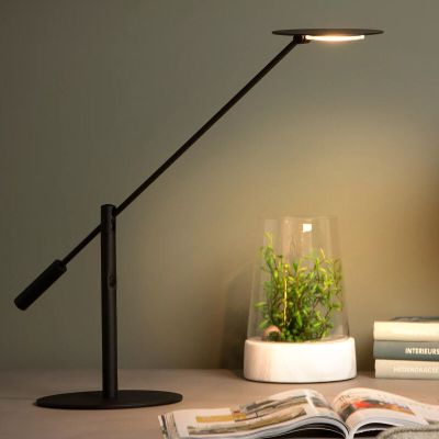Czarna lampa biurkowa nowoczesna, Anselmo, 9W, 3000K LED, z dotykowy ściemniacz