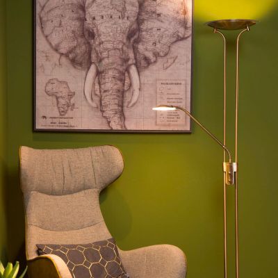 Brązowa lampa do czytania stojąca nowoczesna, Champion, 20W, 3000K LED, z przełącznik