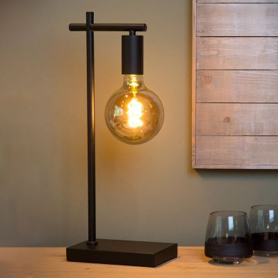 Czarna lampa stołowa nowoczesna, Leanne, z przełącznik