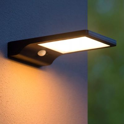 Czarny kinkiet zewnętrzny z czujnikiem ruchu nowoczesny, Basic, 3W, 2700K LED, IP44