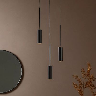 Czarna lampa wisząca nowoczesna, Tubule