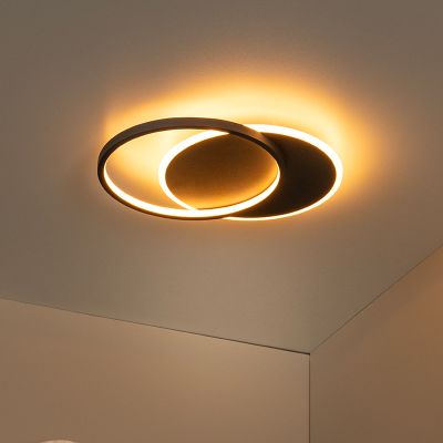 Czarny plafon sufitowy nowoczesny, Axelle, 24W, 2700K LED, ściemniana w 3 krokach