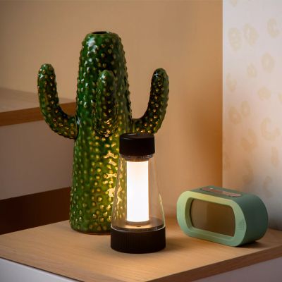 Czarna akumulatorowa lampa stołowa zewnętrzna nowoczesna, Lorali, 1,2W, 2700K LED, IP44, z dotykowy ściemniacz