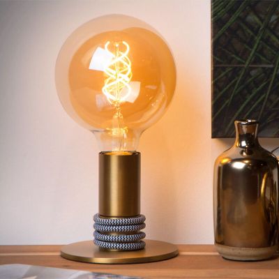Złota lampa stołowa nowoczesna, Marit, z przełącznik
