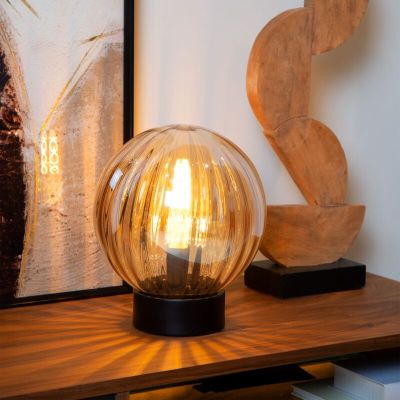 Bursztynowa lampa stołowa retro, Monsaraz, z przełącznik