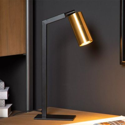 Złota lampa stołowa nowoczesna, Sybil, z przełącznik