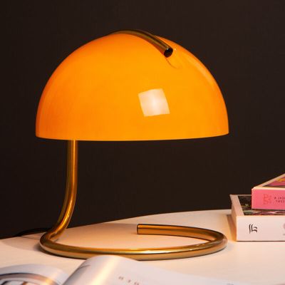 Pomarańczowa lampa stołowa retro, Cato, z przełącznik