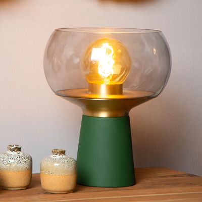 Zielona lampa stołowa retro, Farris, z przełącznik