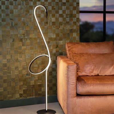 Czarna lampa stojąca nowoczesna, Flamingo, 14W, RGB LED, z pilot