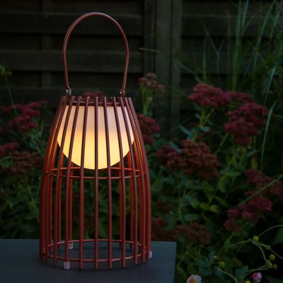Rdzawa lampa stołowa ogrodowa retro, Fjara, 0,3W, 2700K LED, IP44, z dotykowy ściemniacz