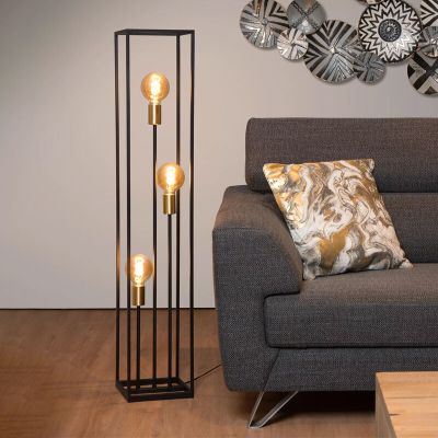 Złota lampa stojąca nowoczesna, Ruben, z przełącznik