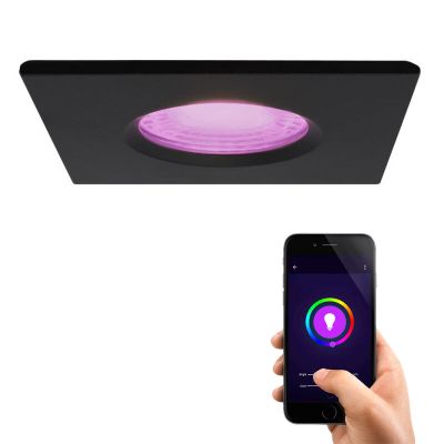 Nowoczesna inteligentna oprawa wpuszczana w sufit czarna, Jule, IP65, 4,5W, RGBW