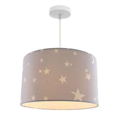 Tkanina lampa wisząca dla dzieci szara, Stars