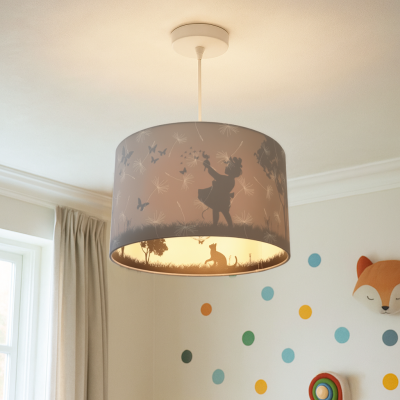 Tkanina lampa wisząca dla dzieci szara, Butterfly