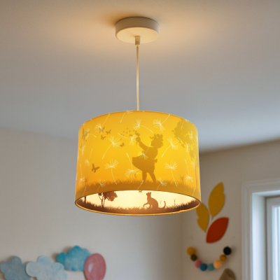 Tkanina lampa wisząca dla dzieci żółta, Butterfly