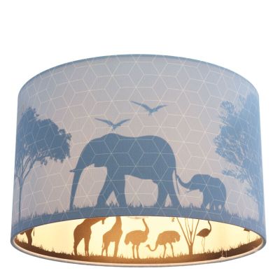 Tkanina lampa sufitowa dla dzieci niebieska, Safari